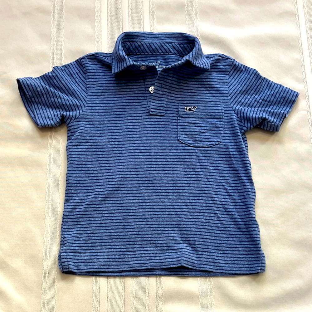 Vineyard Vines Navy Striped Kids Polo Sz 3t EUC